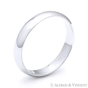 Banda de boda con cúpula lisa de 3 mm para hombre y mujer en plata esterlina 925 sólida y rodio - Imagen 1 de 1
