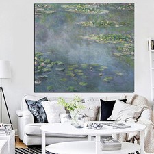 Water Lilies Claude Monet Canvas Reproduction Painting Print Wall Art (UNFRAMED)