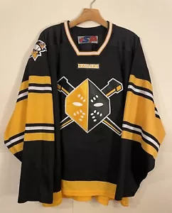 Vintage Wheeling Nailers Hockey Jersey Size XXL SP Apparel Black Gold Penguins - Picture 1 of 13