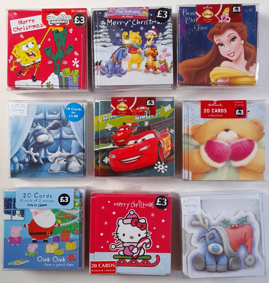 Christmas Cards 20 Packs Simpsons Peppa Pig Spongebob Winnie The Pooh Princess - Image 1 of 1