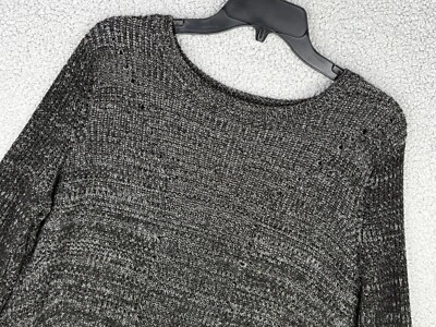 Suéter Mossimo Mujer L Negro Gris Suelto Tejido Lateral Dividido Foto 1 de 4