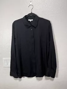 Vince Women’s Classic Collar Shirt Button Up Long Sleeve Black Size XL - Picture 1 of 12