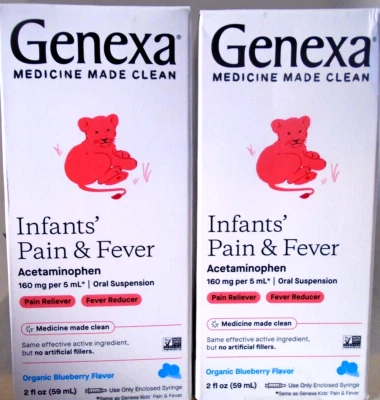 2pk Genexa Infants Pain & Fever w/ Acetaminophen Organic Blueberry Flavor 2oz - Image 1 of 2