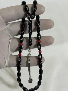 Alter Korallen Rosenkranz Silber 33 سبحة يسر حجازي تنزيل و الشرابة فضة فاير فواصل مرجان - Bild 1 von 18