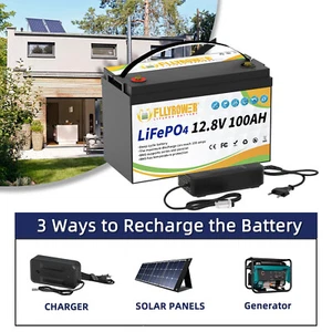 LiFePO4 12V 100Ah Lithium Battery BMS Solar Off Grid Marine Boat Trolling Motor - Picture 1 of 18