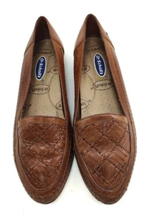 Dr Scholls Slip On Ballet Wedge Shoes Womens 8W Casual Leather Brown  - Picture 1 of 7
