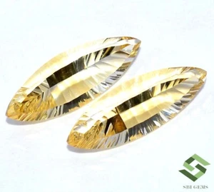 28x10 mm Natural Citrine Fancy Marquise Cut Pair 22.58 CTS Faceted Loose Gems - Picture 1 of 8