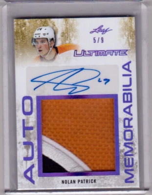 NOLAN PATRICK 17/18 Leaf ITG Ultimate Rookie PURPLE Patch #5/9 Auto Autograph SP - Image 1 of 2