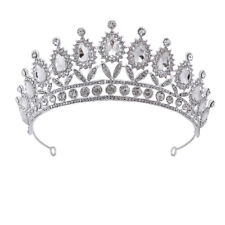  Water Drop Diamond Princess Crown Brass Prongs Miss Bridal Headpiece