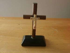 Vintage handmade wooden crucifix cross stand from 1950's-see description
