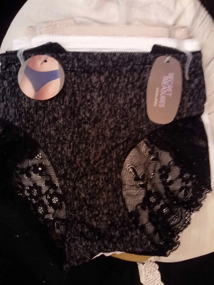 3 Pr. Secret Treasures Intimates Nylon Panties 2 Solid/1 Print W/lace Sz 2xl