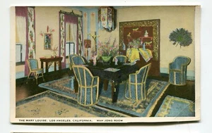 Postcard Los Angeles CA MARY LOUISE TEA ROOM Maah Jong Room MacArthur Park - Photo 1/2