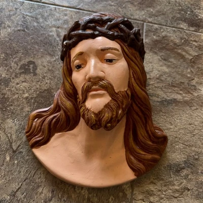 De colección Religioso Jesucristo Corona de Espinas Pared Placa Busto Escultura Arte Foto 1 de 4