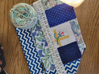 Collage Collection Sweater Sized project bag, Zippered Bag, project bag - Image 1 of 4