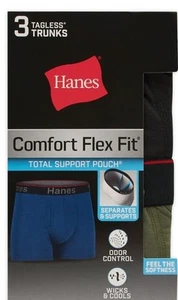 Hanes Small Men Comfort Flex Fit Total Support Pouch Tagless Trunks 3 Pack NWT - Picture 1 of 8