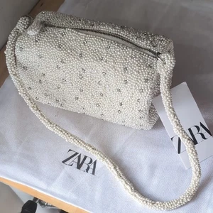 Zara Women White pearl jewel small duffle shoulder bag NWT - Picture 1 of 10