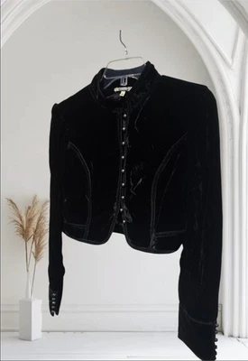 Chaqueta Bolero Whimsigoth Steampunk Bruja Medieval Renacimiento Terciopelo Recortado M Foto 1 de 4