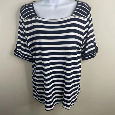 Top Croft & Barrow Preppy a Rayas Mujer Grande Náutico Costero Cápsula Neutro Foto 1 de 4