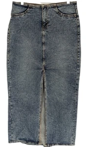 Western Denim Skirt Size 6 DIVIDED Medium Wash 37" Length 21" Front Slit Nice - Picture 1 of 11