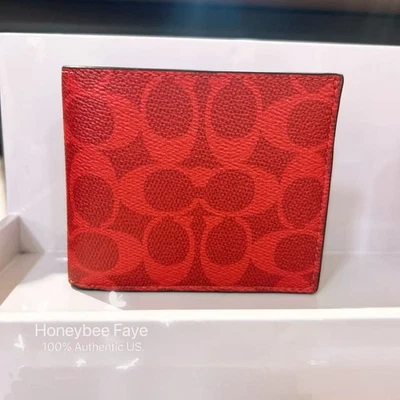 NWT Coach MEN'S Id Billfold Wallet In Signature Canvas CY394 - Image 1 of 4