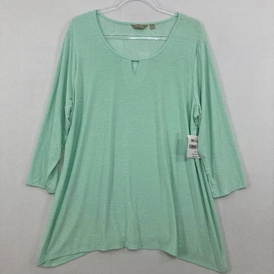 Nueva Blusa Coral Bay Talla XL Azul Elastizada Tejida Texturizada Manga 3/4 Elegante Foto 1 de 4