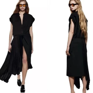 ZARA LIMITED EDITION SHIRT DRESS WITH TONE DETAILS BLACK SIZE L | 2317/645 - Picture 1 of 8