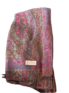 shaw/scarf 100% CASHMERE Polka Multicolor Fringed 68 X 28 Stunning C1 - Picture 1 of 4