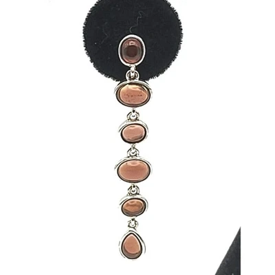 PENDIENTES COLGANTES OVALADOS MONET Clip de Vidrio Ámbar 2 1/4" Largo Marcado Foto 1 de 4