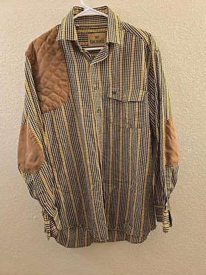 Camisa de tiro King Ranch amarilla a cuadros con coderas para hombre mediana Foto 1 de 3