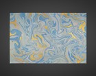 Vintage French Hand-Marbled Paper 76x50cm – Swirled Blue & Gold – Frameable