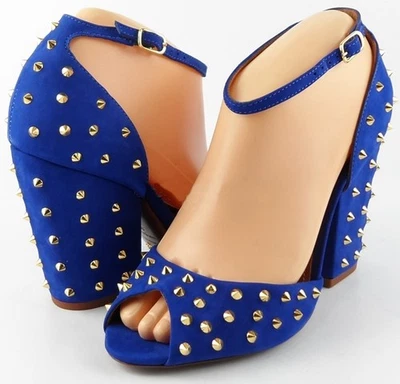 $240 Nuevo SCHUTZ DIONISE Anil Azul Nubuck Diseñador Correa de Tobillo Bombas 10 Foto 1 de 4