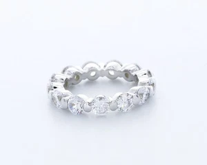 3.0 CT Natural Diamonds G/VS2 Round Cut 14K White Gold Bar Classic Eternity Ring - Picture 1 of 4