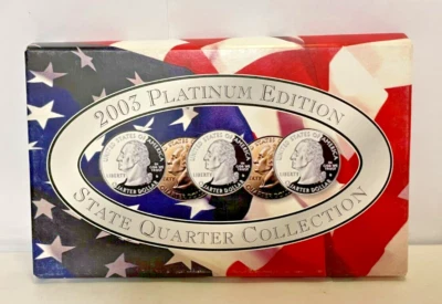 2003 State Quarter Platinum Edition NIP 5 Uncirculated Coin Set Box COA - Image 1 of 4