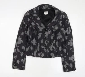 Armani Collezioni Womens Black Geometric Jacket Blazer Size 16 Button - Pleated - Picture 1 of 10