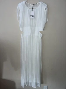 Maxi Vestido Zara Nuevo Con Etiquetas Blanco Corte Largo Satisfecho Fluido Para Mujer Talla XS - Imagen 1 de 11