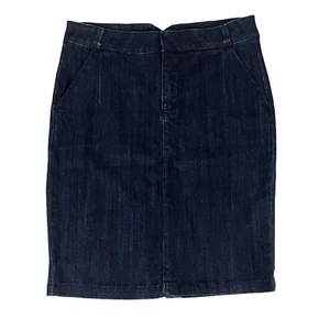 Laura Ashley Skirt Denim Size 8 Pencil Short Dark Wash Stretch Denim Pockets - Picture 1 of 11