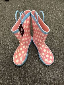 Carter's Girl's Pink with White Dots Rubber Rain/Mud Boots Size 2M