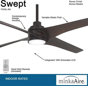 Minka Aire F543L-KA Swept Kocoa 56" LED Ceiling Fan with Remote Control - Picture 1 of 1