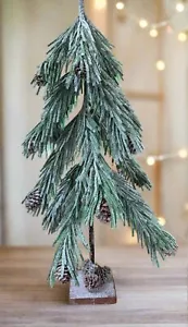 Mini albero di Natale primitivo rustico innevato 20" tessuto innevato Douglas abete - Foto 1 di 6