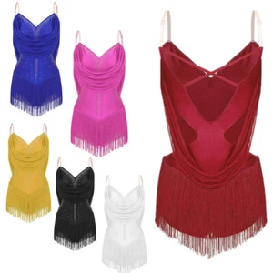 Women Bodysuit Adjustable Straps Costume Party Dress Fringe Unitard Performance - Picture 1 of 55