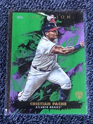 2021 Topps Inception #63 Cristian Pache GREEN PARALLEL Atlanta Braves Rookie - Image 1 of 3