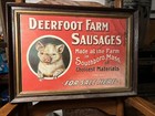 Antique DEERFOOT FARMS Southboro Mass Advertising Framed Pig Hog Sausage Sign