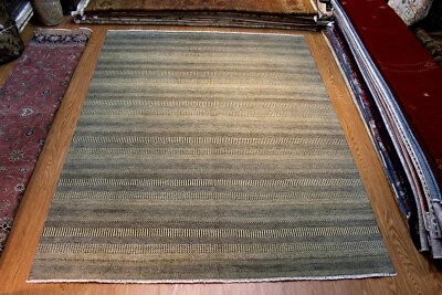 Alfombra contemporánea moderna hecha a mano de lana natural de 8' x 10' hecha a mano Foto 1 de 4