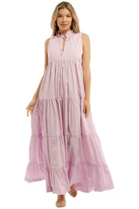 SWF Ruffle Tiered Maxi Purple Casual Resortwear Preloved Size 10 AU WITH DEFECTS - Picture 1 of 11