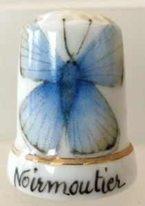 DE A COUDRE DE COLLECTION THIMBLE PORCELAINE NOIRMOUTIER PAPILLON - Imagen 1 de 1