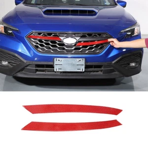 Red Front Grille Panel Cover Carbon Fiber Sticker For Subaru WRX STI 2022-2023 - Picture 1 of 2