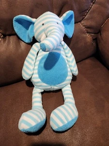 Giggle Baby Manhattan Toy 16" Blue White Striped Elephant Baby Plush 2012 - Picture 1 of 7