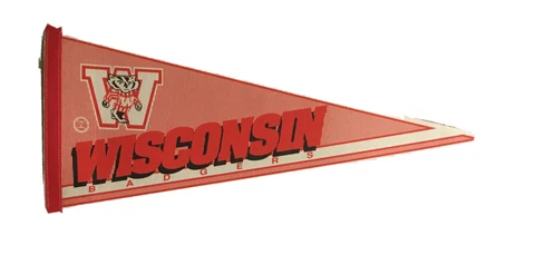 Vintage 1980s Wisconsin Badgers Retro Logo Premium Full Size Pennant Flag  12x30 Cover