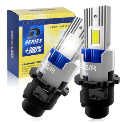 2X D2S D2R LED Headlight Bulb Replace HID Xenon Super White 6000K Conversion Kit - Image 1 of 4