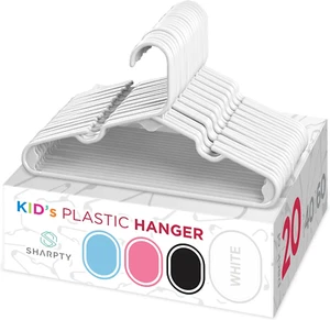 Kids Plastic Hangers – 20 Pack for Baby, Toddler & Child Clothes, White - Picture 1 of 12